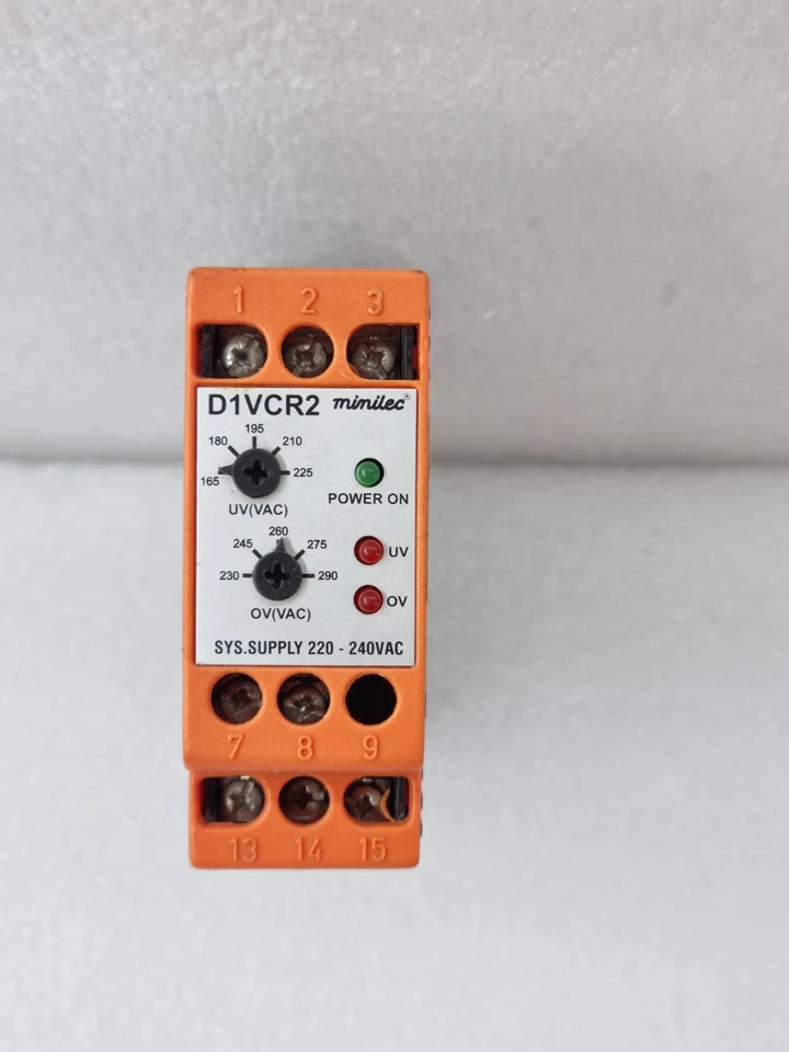 Minilec D1VCR2 Under/Over Voltage Relay 220–240 VAC (USED WORKING)(SINGLE PHASE)
